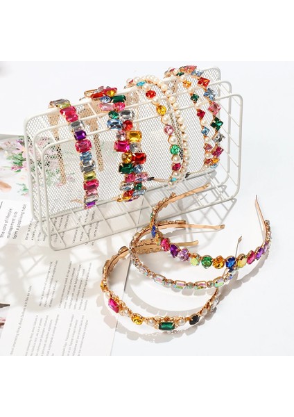 2-S Renkli Mücevher Barok Bantlar Lady Rhinestone Çerçeve Saç Bandı Inci Lüks Saç Aksesuarları Kızlar Taç Çiçek Takı Hediyeler (Yurt Dışından) indirimleri