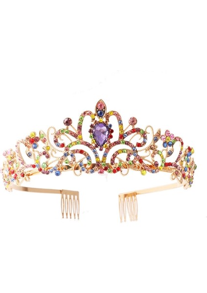 Taç Stili Altın Renkleri Moda Gelin Tiaras Basit High-End Headdress Alaşım Gelin Yaprak Çiçek Kafa Taç Kafa Bandı Taç Headdress Hediye Takı (Yurt Dışından)