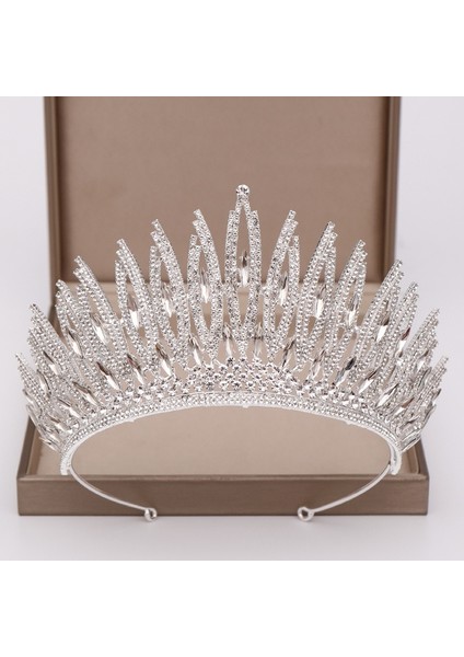 Stil Ef Düğün Tacı Gelin Başlığı Altın Gümüş Renk Rhinestone Kristal Diadem Kraliçe Taçlar Prenses Tiaras Düğün Saç Aksesuarları (Yurt Dışından)