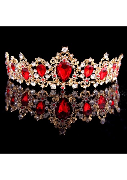 Altın Yeşil Tarak Barok Taç Kırmızı Mavi Yeşil Kristal Gelin Tiaras Taç Vintage Altın Saç Aksesuarları Düğün Rhinestone Diadem Pageant Taçlar (Yurt Dışından) modelleri