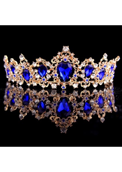 Altın Yeşil Tarak Barok Taç Kırmızı Mavi Yeşil Kristal Gelin Tiaras Taç Vintage Altın Saç Aksesuarları Düğün Rhinestone Diadem Pageant Taçlar (Yurt Dışından) fırsatları