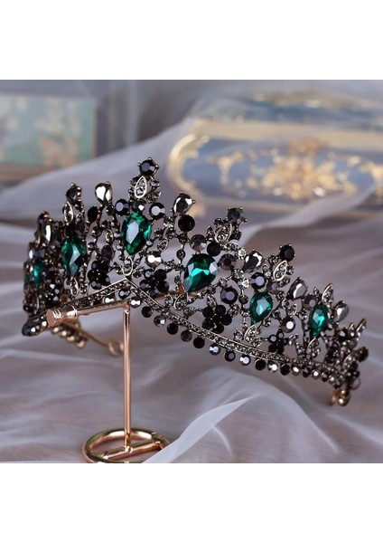 Büyük Kırmızı Barok Bronz Siyah Yeşil Kristal Gelin Tiaras Taç Gelinler Için Vintage Rhinestone Diadem Saç Bantları Düğün Saç Aksesuarları (Yurt Dışından) fiyatları