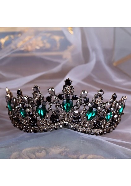 Büyük Kırmızı Barok Bronz Siyah Yeşil Kristal Gelin Tiaras Taç Gelinler Için Vintage Rhinestone Diadem Saç Bantları Düğün Saç Aksesuarları (Yurt Dışından) modelleri