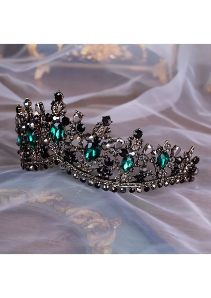 Büyük Kırmızı Barok Bronz Siyah Yeşil Kristal Gelin Tiaras Taç Gelinler Için Vintage Rhinestone Diadem Saç Bantları Düğün Saç Aksesuarları (Yurt Dışından) fırsatları