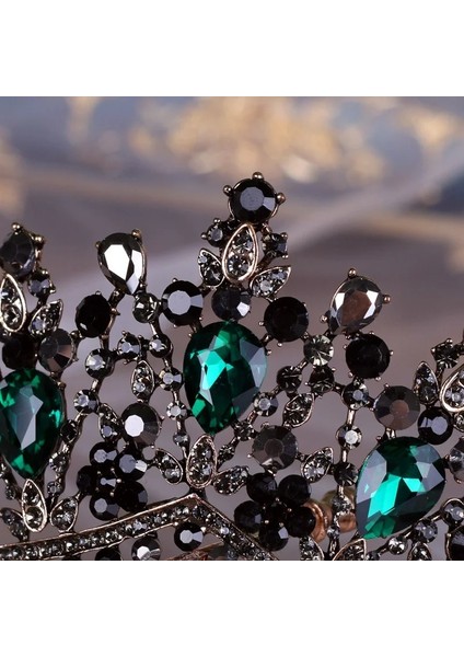 Büyük Kırmızı Barok Bronz Siyah Yeşil Kristal Gelin Tiaras Taç Gelinler Için Vintage Rhinestone Diadem Saç Bantları Düğün Saç Aksesuarları (Yurt Dışından) indirimleri