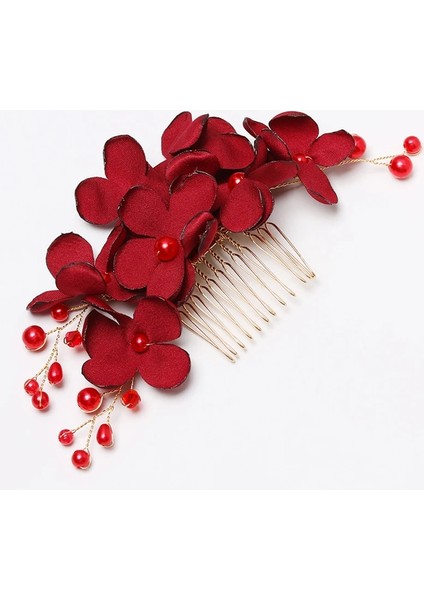 Beyaz 2 Moda Romantik Gelin Çiçek Saç Tokası Kırmızı Pembe Nedime Kristal Saç Tokası Firkete Tarak Zarif Saç Takı Aksesuarları (Yurt Dışından) indirimleri