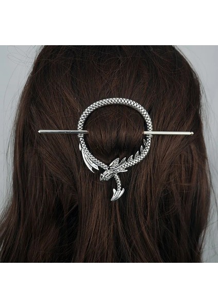 Resim Olarak Cadı Ejderha Saç Tokası Gotik Ejderha Saç Tokası Wiccan Takı Için Gümüş Pagan Saç Tokası (Yurt Dışından)