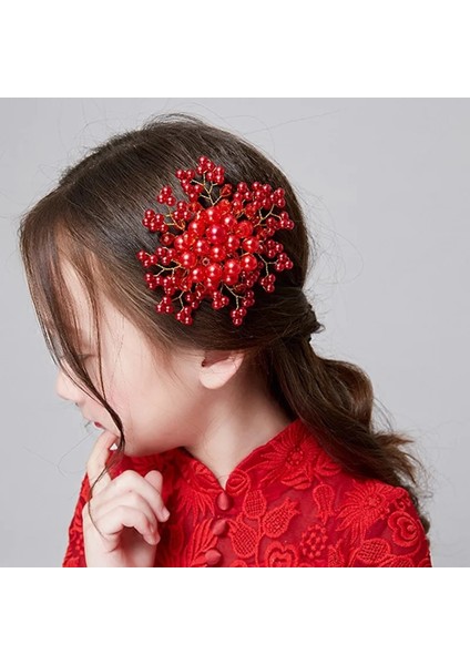 D 1 Adet Kırmızı Inci Kristal Kadın Saç Tarakları Headdress Gelin Tiaras Başlığı Saç Takı Düğün Gelin Saç Aksesuarları Forseven (Yurt Dışından) fırsatları