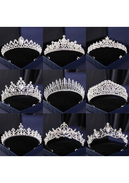 Mor Gümüş Renk Kristal Taçlar ve Tiaras Barok Vintage Taç Tiara Kadınlar Için Gelin Pageant Balo Diadem Düğün Saç Aksesuarları (Yurt Dışından) fiyatları