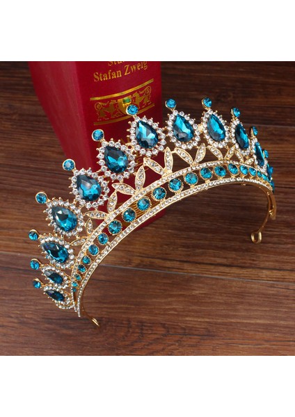 Altın Kırmızı Düğün Gelin Tiara Taç Kraliçe Gelin Altın Kırmızı Kristal Diadem Saç Süsler Kafa Takı Aksesuarları Kadın Pageant Başlığı (Yurt Dışından) modelleri