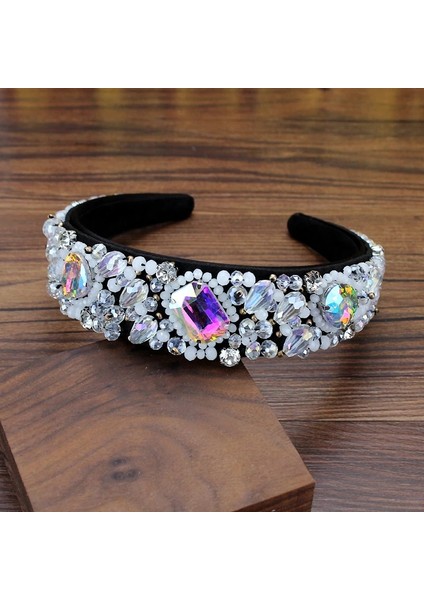 Ab El Yapımı Lüks Altın Tam Kristal Boncuklu Barok Kafa Bandı Rhinestone Hairbands Kadınlar Için Düğün Büyüleyici Saç Aksesuarları (Yurt Dışından) modelleri