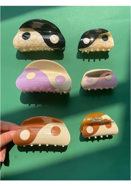 No.29 Beden Hangz Yeni Taichi Yin Yang Saç Tokası Saç Pençeleri Geometrik Asetat Yarım Daire Renkli Yengeç Pençesi Barrette Saç Aksesuarları (Yurt Dışından)