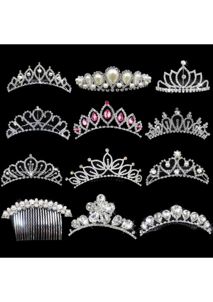 No.16 Boyutu Kızlar Için Prenses Taç Parti Gelin Taç Tiara Diadem Kristal Çiçek Düğün Gelin Saç Aksesuarları Kafa Takı Hediyeler (Yurt Dışından) fiyatları