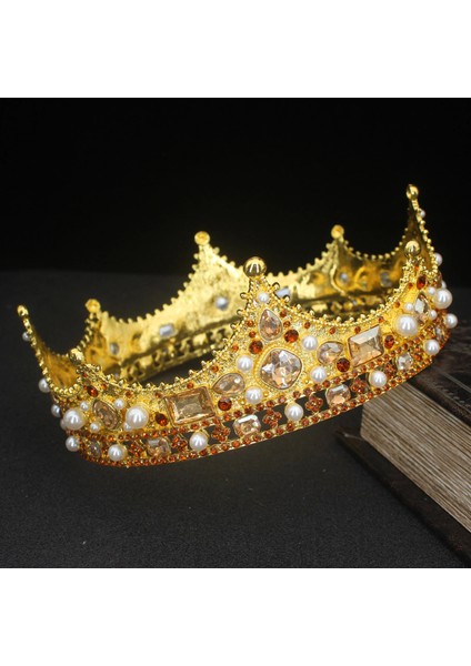Altın Şampiyon Kadınlar Için Yeni Barok Büyük Kristal Çiçek Taç Kings Queens Tiaras Güzellik Yarışması Gelin Düğün Saç Takı Aksesuarları (Yurt Dışından)