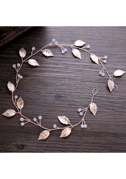 El Yapımı Gül Altın Yaprak Kristal Gelin Kafa Gelin Başlığı Saç Aksesuarları Kadın Düğün Tiaras ve Taçlar Baş Takı (Yurt Dışından)