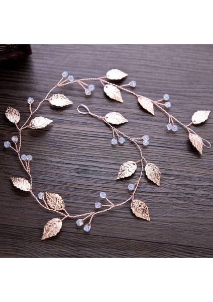 El Yapımı Gül Altın Yaprak Kristal Gelin Kafa Gelin Başlığı Saç Aksesuarları Kadın Düğün Tiaras ve Taçlar Baş Takı (Yurt Dışından) fiyatları