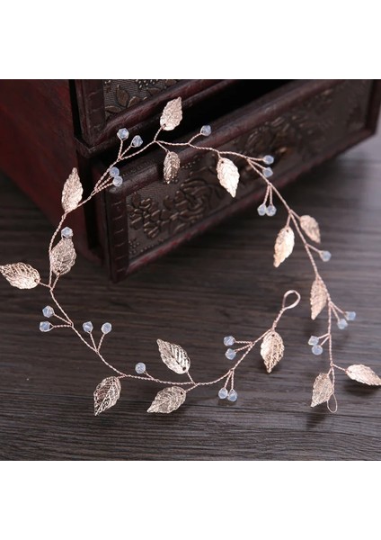 El Yapımı Gül Altın Yaprak Kristal Gelin Kafa Gelin Başlığı Saç Aksesuarları Kadın Düğün Tiaras ve Taçlar Baş Takı (Yurt Dışından) modelleri