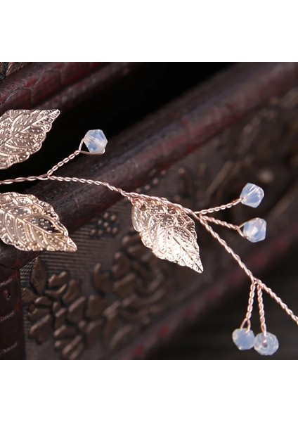 El Yapımı Gül Altın Yaprak Kristal Gelin Kafa Gelin Başlığı Saç Aksesuarları Kadın Düğün Tiaras ve Taçlar Baş Takı (Yurt Dışından) fırsatları