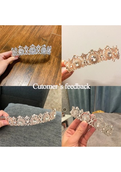 Gümüş Rengi Düğün Taç Gelin Headdress Barok Kristal Rhinestones Headdress ve Taç Gelin Partisi Taç Tiara Düğün Saç Aksesuarları (Yurt Dışından)