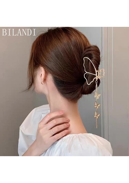 Saç Tokası-No 21 Biland Yeni Metal Saç Pençe Klipleri Zincirli Püskül Cam Boncuk Kelebek Yay Dangle Saç Klipleri Kadınlar Için Saç Aksesuarları (Yurt Dışından) fiyatları