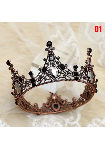 No.1 Boyutu Kadınlar Barok Rhinestones Siyah Gelin Düğün Taçlar Gelin Saç Accessorieg Charm Balo Kraliçe Taçlar AIC88 (Yurt Dışından)