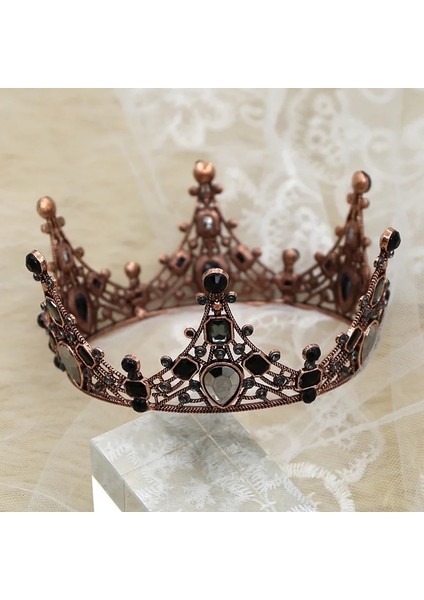No.1 Boyutu Kadınlar Barok Rhinestones Siyah Gelin Düğün Taçlar Gelin Saç Accessorieg Charm Balo Kraliçe Taçlar AIC88 (Yurt Dışından) fiyatları