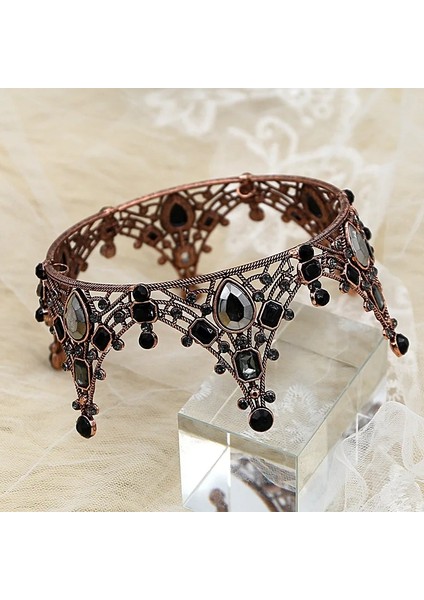 No.1 Boyutu Kadınlar Barok Rhinestones Siyah Gelin Düğün Taçlar Gelin Saç Accessorieg Charm Balo Kraliçe Taçlar AIC88 (Yurt Dışından) fırsatları
