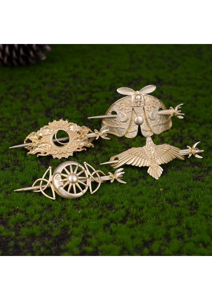 Mavi Çinko Kaplama Cadı Saç Tokası Gümüş Altın Ölüm Kafası Kafatası Kelebek Güve Hilal Kartal Gotik Saç Tokası Wiccan Pagan Saç Takı (Yurt Dışından) modelleri