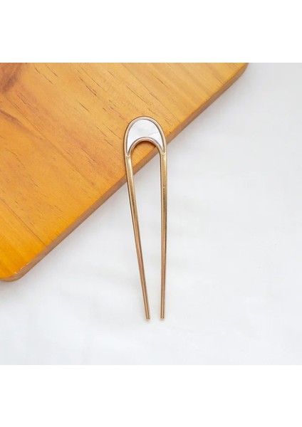 Beyaz Kabuk Yuvarlak Japonya Minimalist Alaşım Metal Saç Çubukları Kadınlar Için Kız Taklit Toka Bun Tutucu Tokalar Şapkalar Saç Takı (Yurt Dışından)