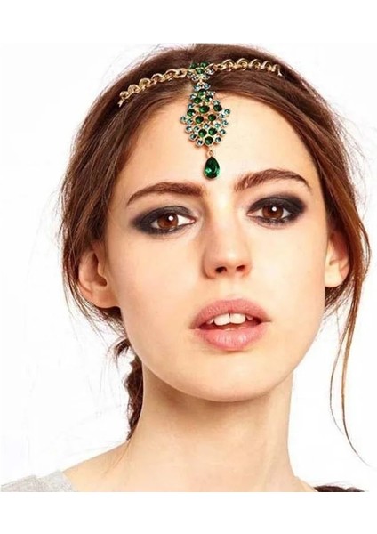 Stil 6 Alın Saç Kadınlar Için Etnik Rhinestone Kolye Firkete Süslemeleri ile Hint Saç Takı Başlığı Saç Aksesuarları (Yurt Dışından) fırsatları