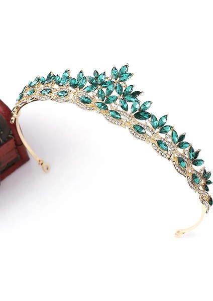 Yeşil Sıcak Satış Basit Yapraklar Gül Altın Kırmızı Mavi Kristal Tiaras Düğün Gelin Taçları De Noiva Kafa Bandı Festivali Saç Takı (Yurt Dışından)