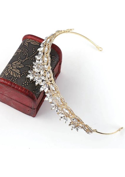 Yeşil Sıcak Satış Basit Yapraklar Gül Altın Kırmızı Mavi Kristal Tiaras Düğün Gelin Taçları De Noiva Kafa Bandı Festivali Saç Takı (Yurt Dışından) fırsatları