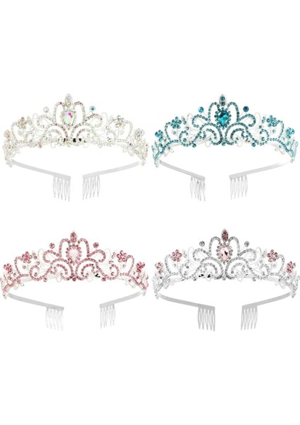 Kırmızı Moda Taç Tiara Kadınlar Taraklar ile Prenses Taç Pembe Kristal Gelin Düğün Balo Bling Bling Inci Kafa Parti Şapkalar (Yurt Dışından) modelleri