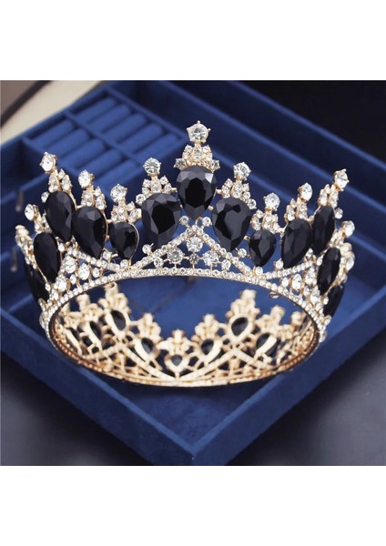 Gümüş Mavi Mor Kristal Daire Gelin Diadem Kraliyet Kraliçe Yuvarlak Tiaras Gelin Başı Süsleri Ziyafet Düğün Taç Saç Takı Süsleme (Yurt Dışından)