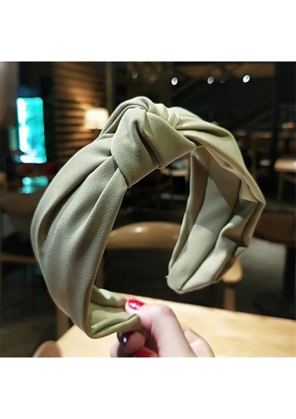 Yeşil Düz Renk Kumaş Kafa Çapraz Saç Bandı Kadınlar Için Geniş Plastik Saç Çember Lady Türban Çerçeve Saç Bantları Kız Saç Aksesuarları (Yurt Dışından)