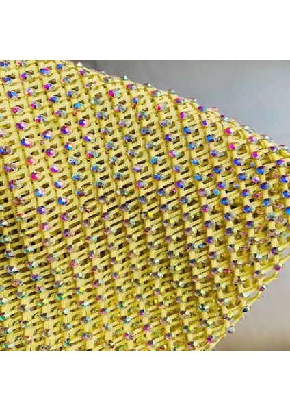 Sarı Sıcak Moda Rhinestone Başörtüsü Kafa Saç Aksesuarları Kadınlar Için Parti Bling Kristal Şapka Şapka Başlığı Saç Takı (Yurt Dışından)