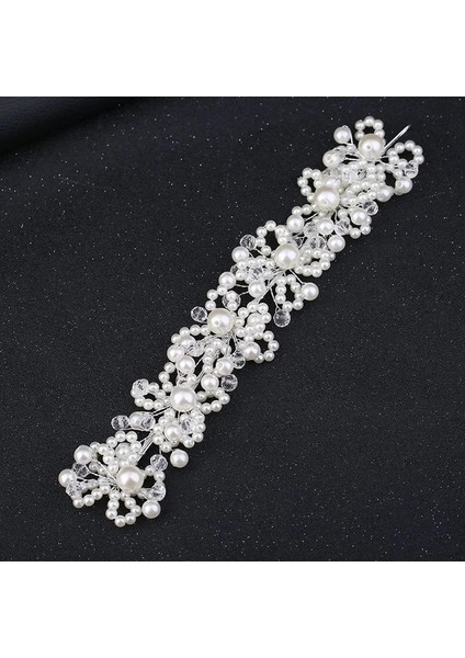 Trendy Beyaz Inci Kristal Gelin Saç Aksesuarları Düğün Taç Kafa Saç Bandı Gelin Düğün Headdress Aksesuarları El Yapımı (Yurt Dışından) fırsatları