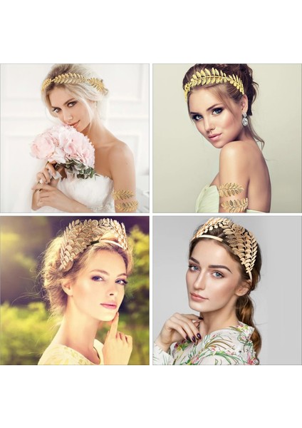 A Tanrıça Yaprağı Kafa Bandı Zeytin Yaprağı Düğün Parti Altın Taç Gelin Tiara Saç Çember Aksesuar Kadın Kız Takı Hairband Kafa Bandı (Yurt Dışından) modelleri