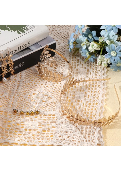 A Tanrıça Yaprağı Kafa Bandı Zeytin Yaprağı Düğün Parti Altın Taç Gelin Tiara Saç Çember Aksesuar Kadın Kız Takı Hairband Kafa Bandı (Yurt Dışından) fırsatları