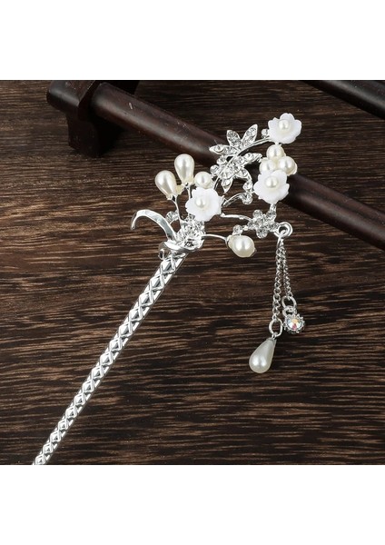 B Vintage Çin Tarzı Saç Sopa Metal Taklidi Çubuklarını Kadın Püskül Inci Çiçek Firkete Saç cl Takı Aksesuarları (Yurt Dışından)