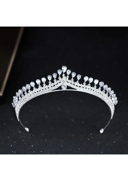 Gümüş Rengi Lüks Bayan Taç Bandı Kristal Rhinestone Tiara ve Taç Saç Bandı Takı Gümüş Renk Gelin Saç Aksesuarları Düğün (Yurt Dışından)