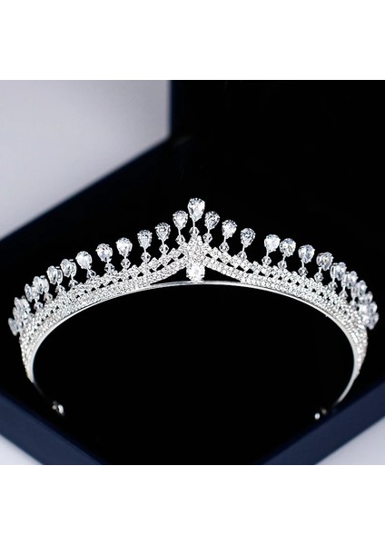 Gümüş Rengi Lüks Bayan Taç Bandı Kristal Rhinestone Tiara ve Taç Saç Bandı Takı Gümüş Renk Gelin Saç Aksesuarları Düğün (Yurt Dışından) fiyatları