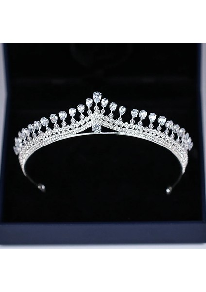 Gümüş Rengi Lüks Bayan Taç Bandı Kristal Rhinestone Tiara ve Taç Saç Bandı Takı Gümüş Renk Gelin Saç Aksesuarları Düğün (Yurt Dışından) modelleri
