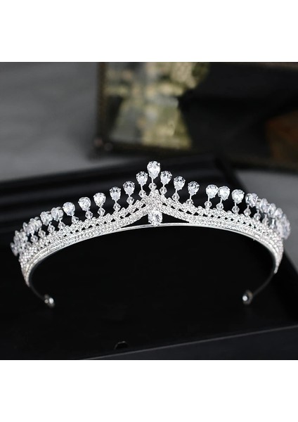 Gümüş Rengi Lüks Bayan Taç Bandı Kristal Rhinestone Tiara ve Taç Saç Bandı Takı Gümüş Renk Gelin Saç Aksesuarları Düğün (Yurt Dışından) fırsatları
