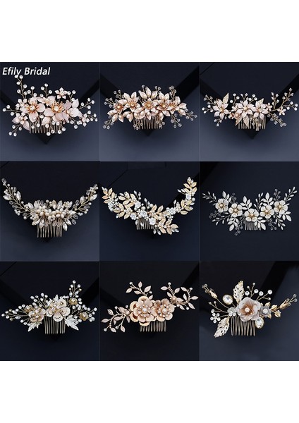 HS6241RG Efily Gelin Düğün Saç Aksesuarları Kadınlar Için Kristal Çiçek Inci Saç Tarakları Gelin Başlığı Parti Takı Nedime Hediyesi (Yurt Dışından) fiyatları