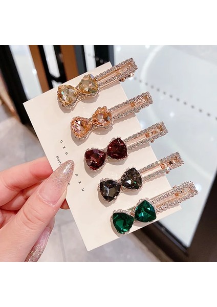 MHM-01-060-14 Vintage Kristal Saç Tokası Tatlı Yapay Elmas Ördek Gagası Klip Koreli Kadın Moda Saç Tokası Takı (Yurt Dışından)