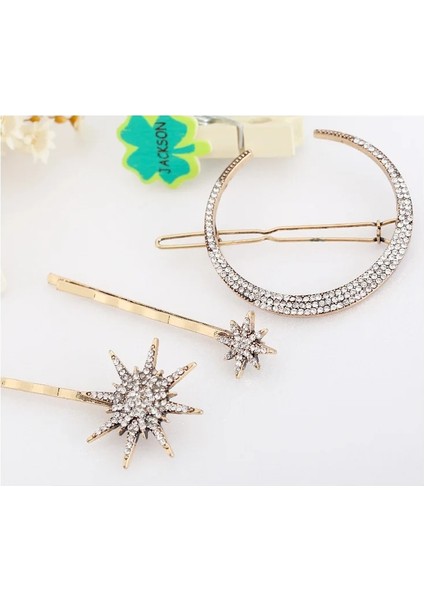 Orta Yıldız Muylinda Ed Tasarım Yıldız Ay Rhinestone Saç cl Moda Aksesuarları Kadın Takı (Yurt Dışından) fırsatları