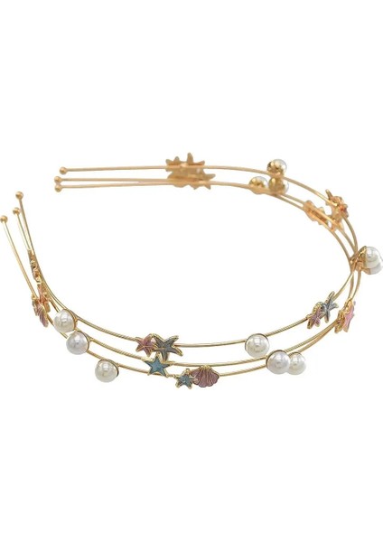 F-0734 Altın Yaprak Taç Defne Tiara Grecian Leaf Geri Başlığı Inci Düğün Tiara Kafa Kadın Saç Taç Gelin Saç Aksesuarları (Yurt Dışından)