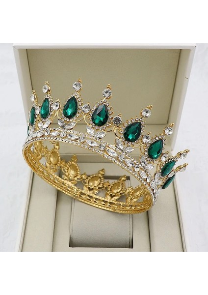 Gümüş Kırmızı Kmvexo Altın Kristal Tiaras Barok Yuvarlak Taç Kraliyet Kraliçe Kral Taçlar Diadem Pro Düğün Saç Takı Aksesuarları (Yurt Dışından)