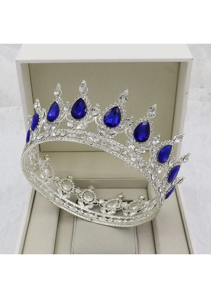 Gümüş Kırmızı Kmvexo Altın Kristal Tiaras Barok Yuvarlak Taç Kraliyet Kraliçe Kral Taçlar Diadem Pro Düğün Saç Takı Aksesuarları (Yurt Dışından)